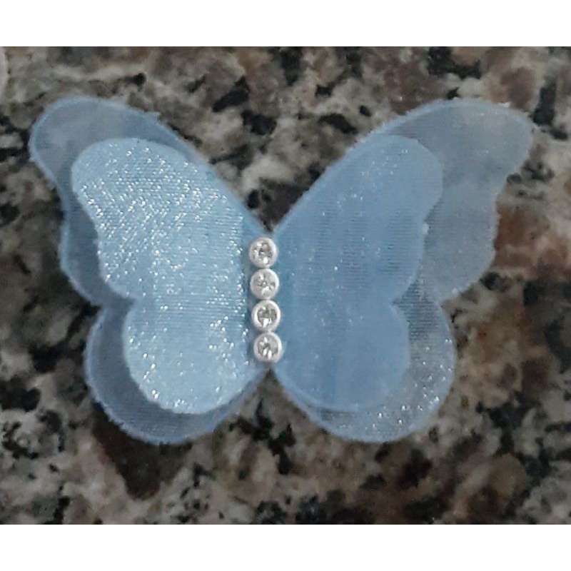 4 borboletas organza aplique