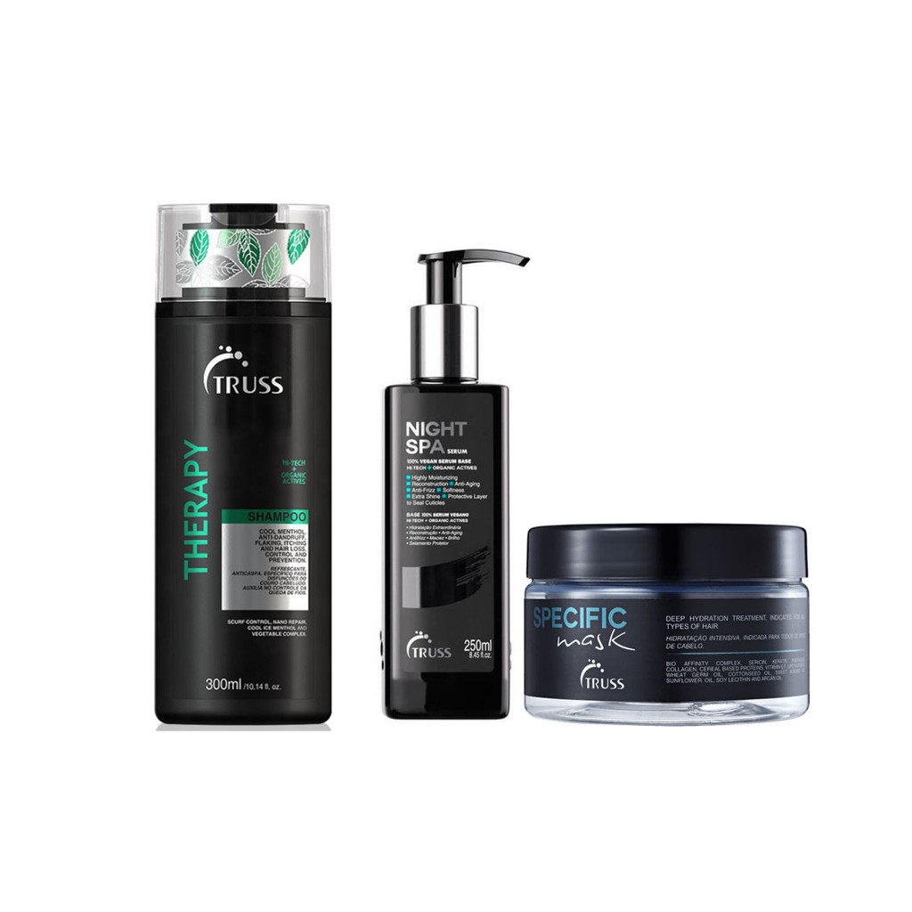 Truss Therapy Shampoo e Night Spa e Máscara Specific