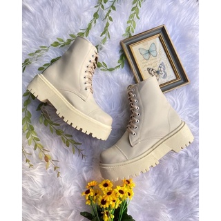 Coturno Feminino Off White Tratorado Bota Bege Original Tratorada