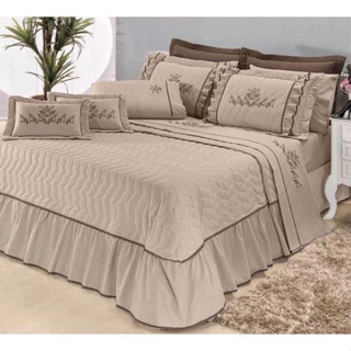 Colcha cobre leito Mosaico casal queen matelado bordado em Oferta na Shopee