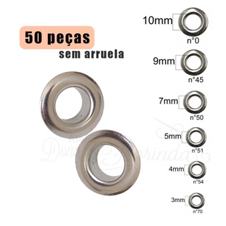 50unid Ilhós ***SEM ARRUELA*** Níquel Nº 0 - 45 - 50 - 51 - 54 - 70 em Oferta na Shopee