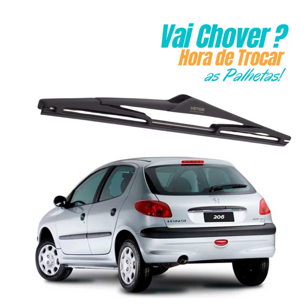 Palheta Limpador Traseiro Peugeot 206 Ano 2001 2002 2003 2004 2005 2006 2007 2008 2009