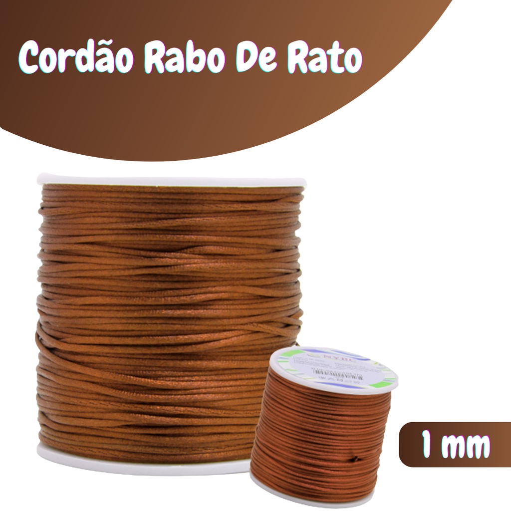Fio De Seda Marrom Havana - Cordão Rabo De Rato - 1 Mm Rolo Com 100 Metros - Nybc