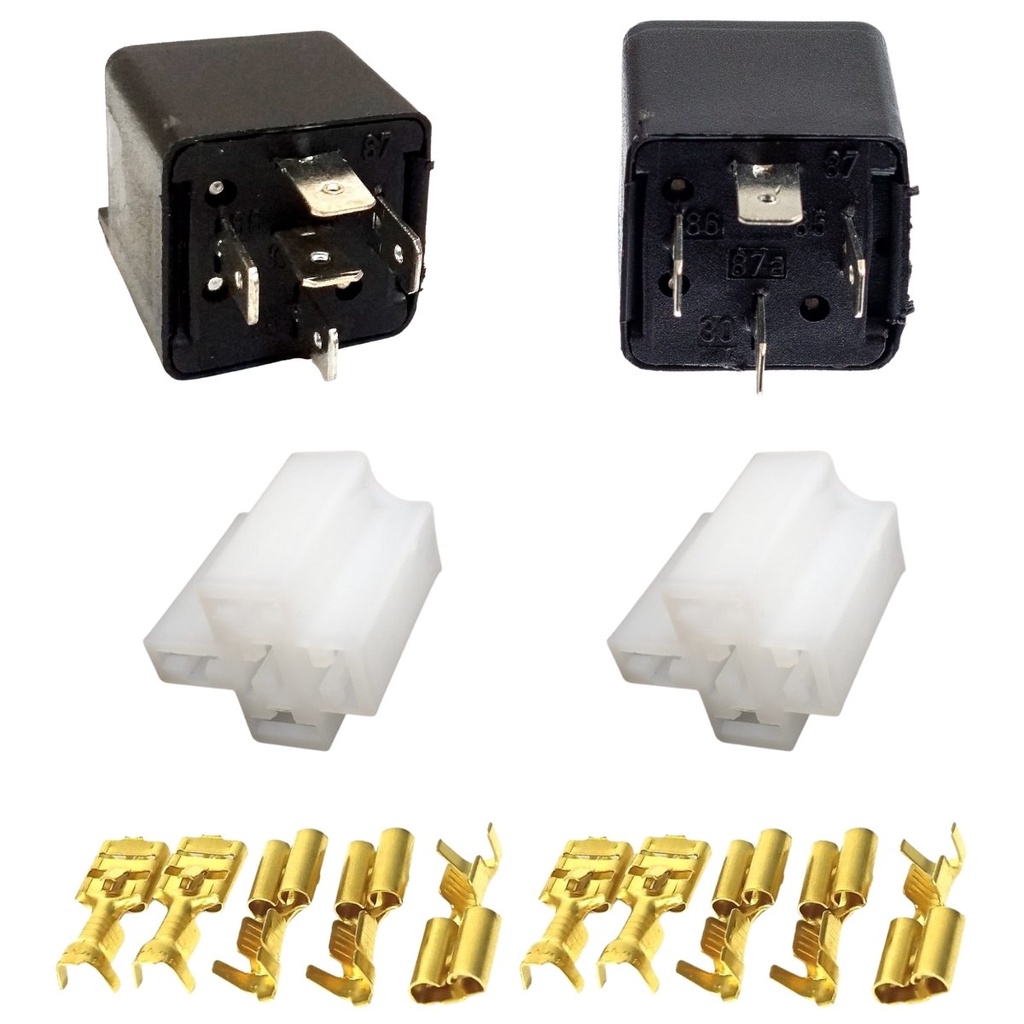 3x Relê Auxiliar 4 Pinos e 3x Rele 5 Pinos 40a 12a Com Suporte Para Fixação Com 6x Conjunto Porta Rele Com Terminais