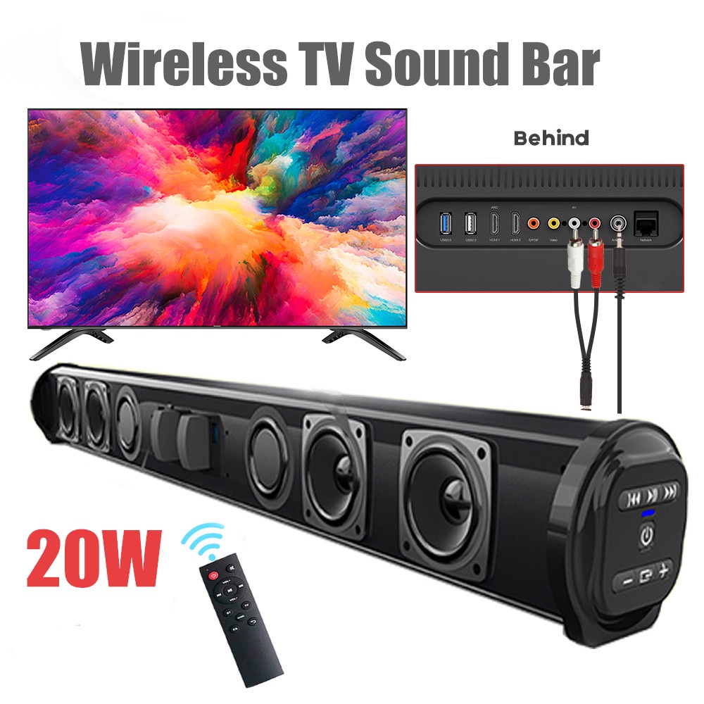 Potente Home Theater TV Som Bar Speaker Com Fio Bluetooth Surround Soundbar Subwoof Para PC Alto-Falantes Ao Ar Livre