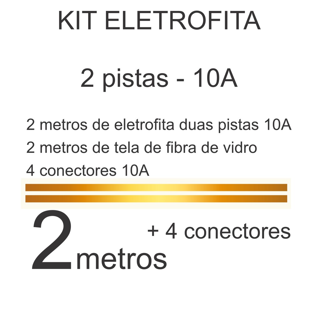 Kit Eletrofita 2 piastas 10A - 2 metros + 4 conectores