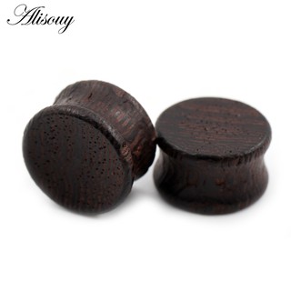 Alisouy 2pcs 6-22mm Madeira Orelha Dupla Flared Expansor Túneis De Carne Plugues Medidores Extensor De Maca Jóias De Perfuração Do Corpo Brinco
