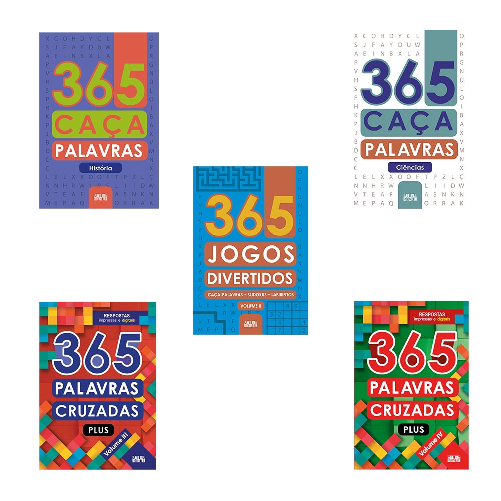Kit Livros Passatempo 365 Palavras Cruzadas/ Caça-palavras/Jogos Divertidos em Oferta na Shopee