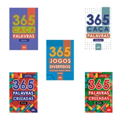 Kit Livros Passatempo 365 Palavras Cruzadas/ Caça-palavras/Jogos Divertidos