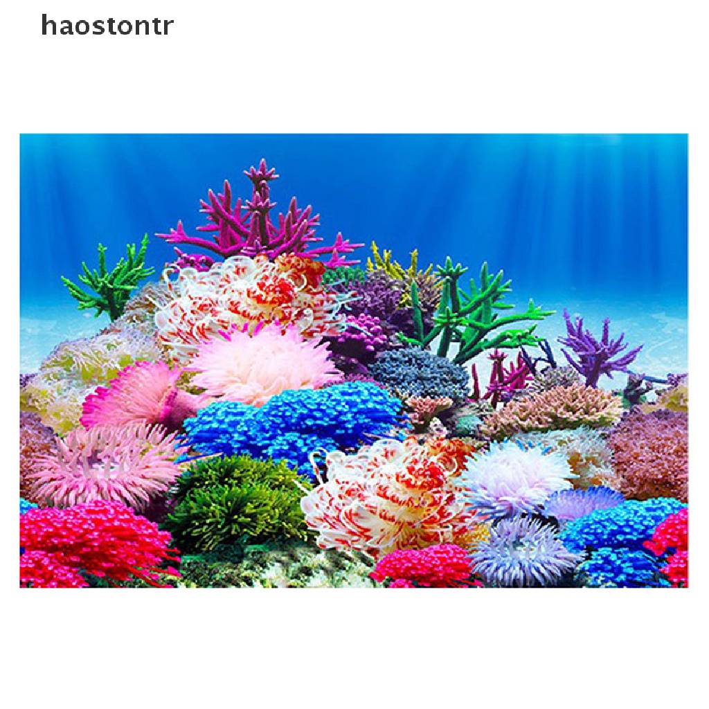 [haostontr] Aquário Paisagem Adesivo Pôster De Peixe Tanque De Fundo 3D De Pintura