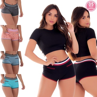Kit 5  Shortinho Algodão Penteado Maui Lingerie em Oferta na Shopee