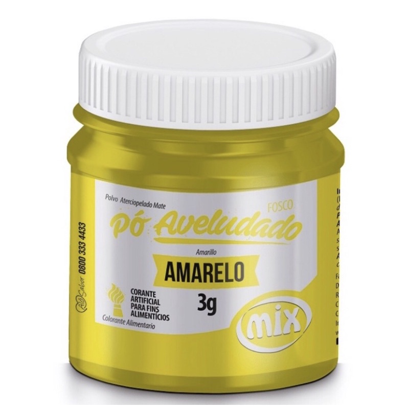 Corante Pó AMARELO MIX 3g AVELUDADO Fosco Comestível Para Decoração de Bolos, Doces e Confeitaria - Food & Beverages
