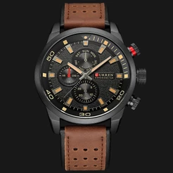 CURREN Relógio De Pulso Casual Analógico Militar Esportivo Masculino Pulseira De Couro De Quartzo 8250 X