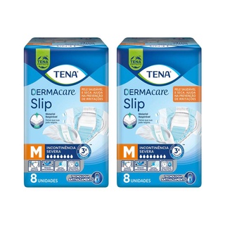 Kit 2 Fralda Geriátrica Tena Dermacare Slip Ultra M com 8 un cada