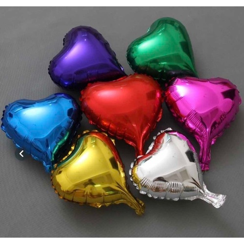 kit 10 Mini Balão Coração Metalizados 5 Polegadas