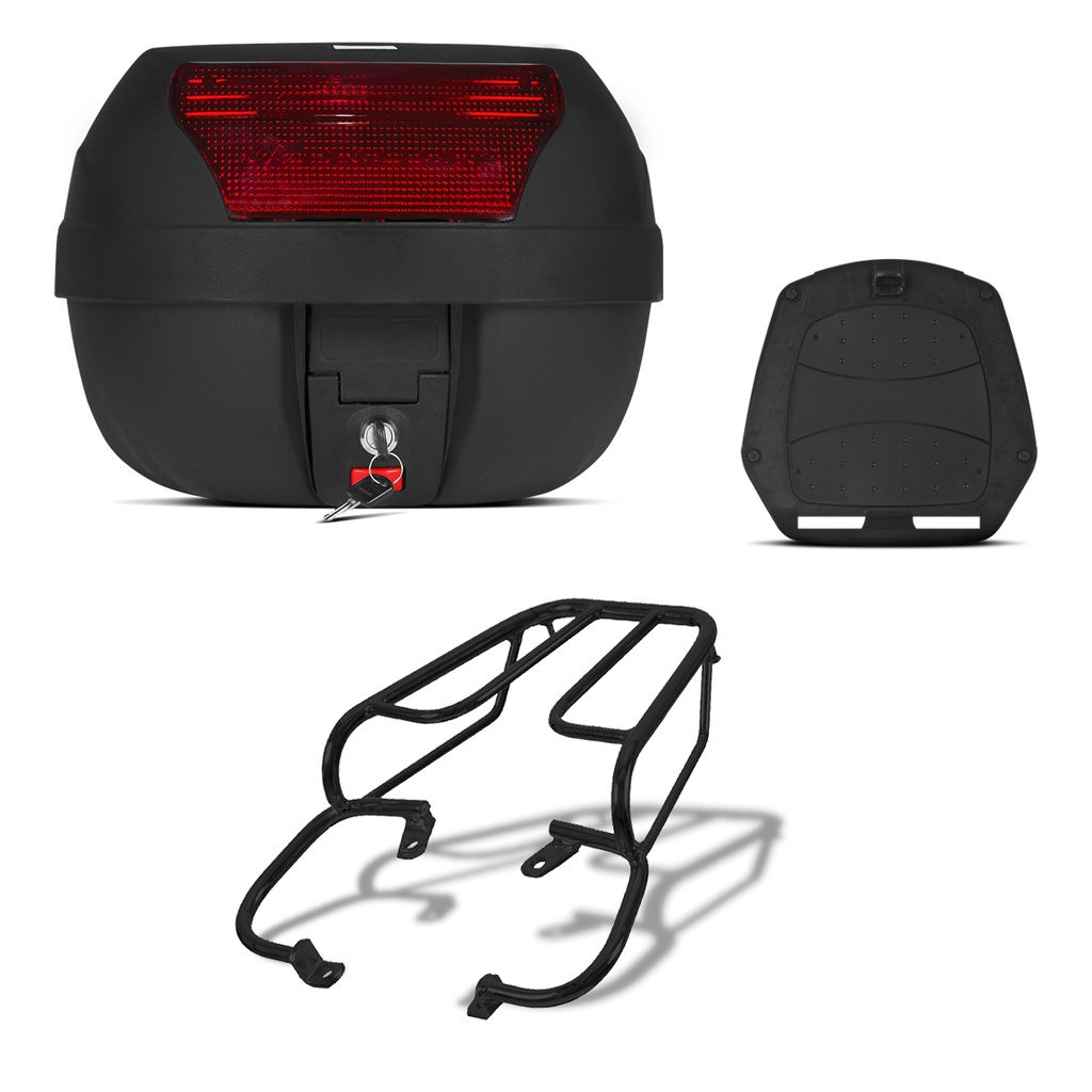 Baú 28 Litros Pro Tork + Bagageiro Cbx 200 Strada em Oferta na Shopee