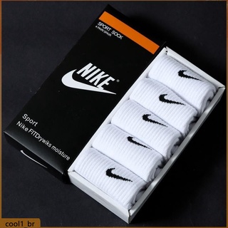 Original Nikea 5 pares de unissex meias esportivas (boxed) 100% puro algodão respirável meias casuais (cool1.br)