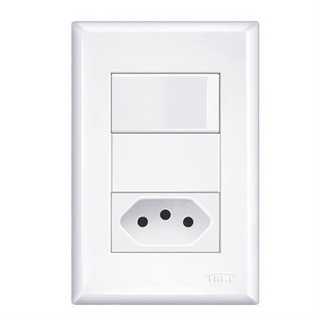 Conjunto 4x2 Interruptor 1 Tecla Simples + Tomada 20A Modular Evidence - Fame