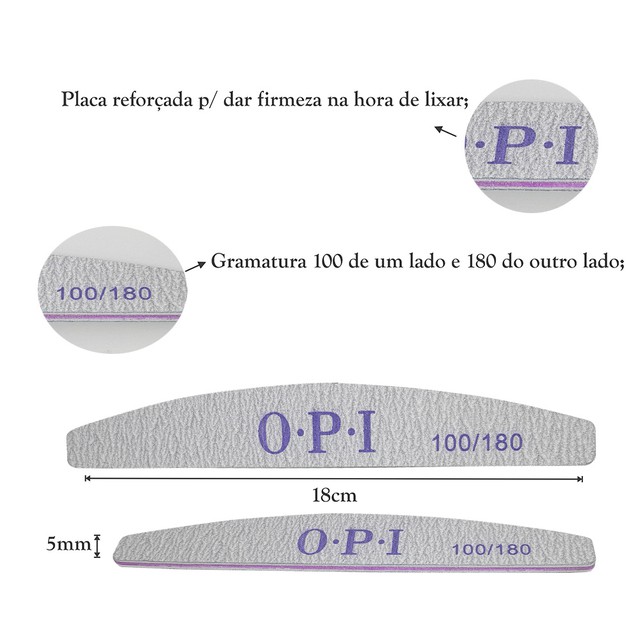 Lixa Bumerang 100/180 O.P.I Unha Porcelana Acrygel Fibra