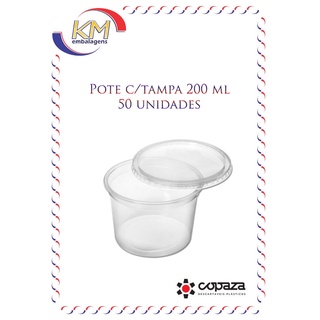 Pote c/tampa 200 ml c/50 unid. - Copaza - café, sobremesa, potes