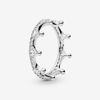 Anel De Prata 925 Com Espumante Transparente / Coroa Para Presente De Aniversário / Dia Dos Namorados / Natal