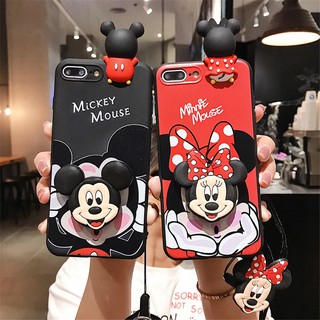Minnie Mickey Capa Ultrathin Soft TPU De Brinquedo Para iPhone 11 Pro 6 6S 7 8 Plus X XR XS Max SE 2020 Com Cordão