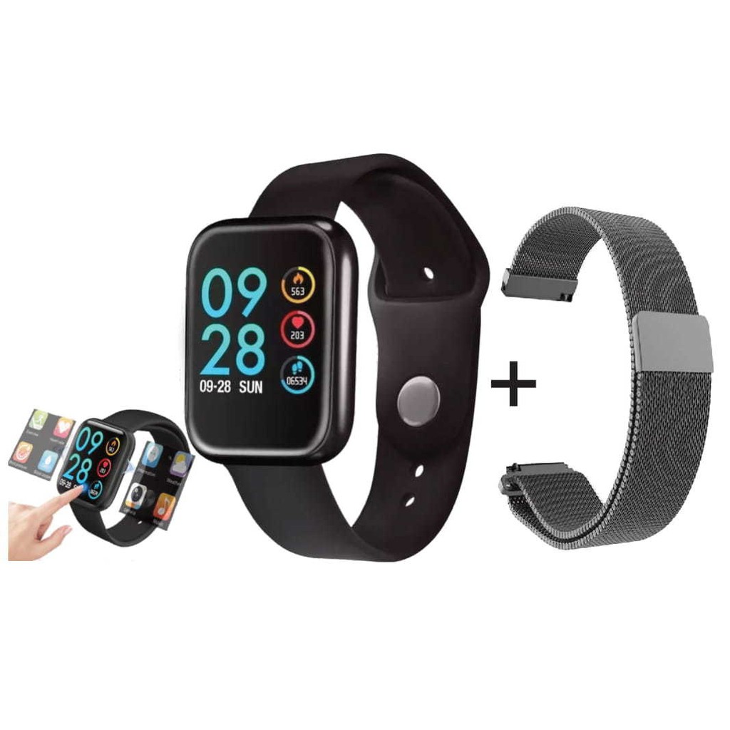 Relogio Lancamento Smartwatch P80 2 Pulseiras Preto Shopee Brasil