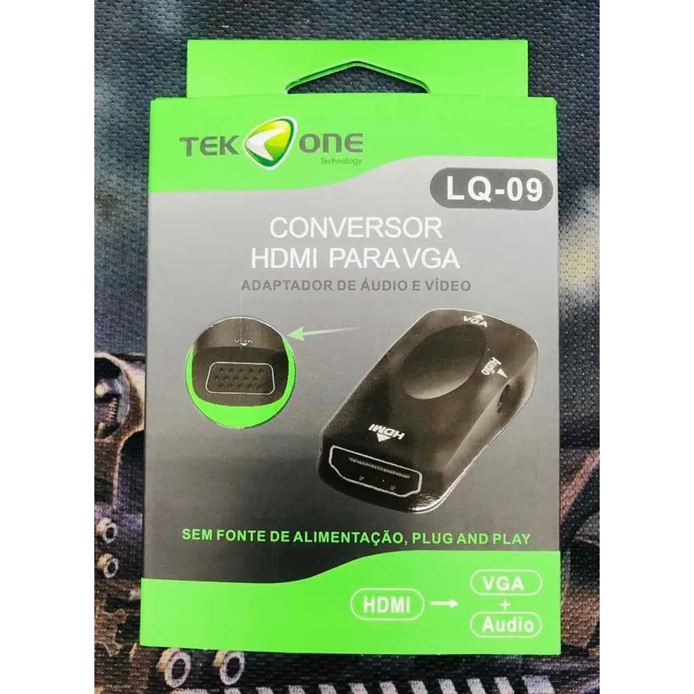 Conversor E Adaptador Hdmi Para Vga Áudio E Vídeo Hdtv Ps4 Tek One