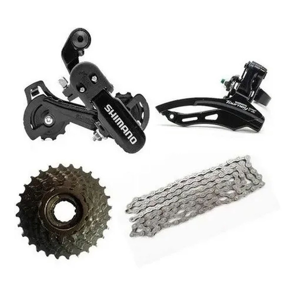 Kit Cambios Shimano 24v Tz Relação + Catraca 8v + Corrente Bike Grupo Bicicleta