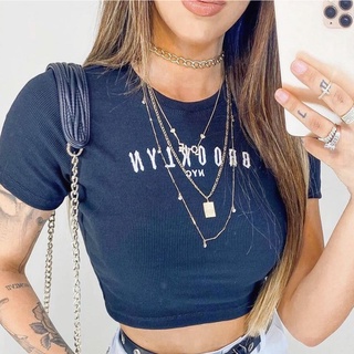 Cropped gola canelado blogueira BROKLYN