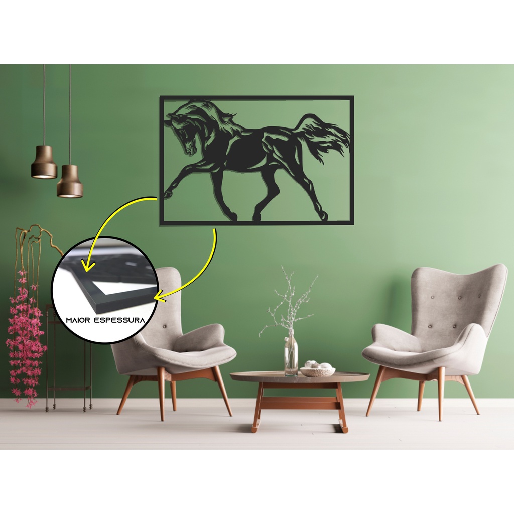 Quadro Decorativo Cavalo Manga Larga Marchador Vazado MDF 6mm Corte a Laser Laqueado G 65x45 M 45x30