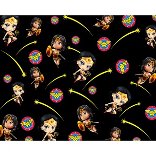 Tecido tricoline, microfibra ou gabardine - Mulher Maravilha Funko - Fundo Preto - 0.50CM