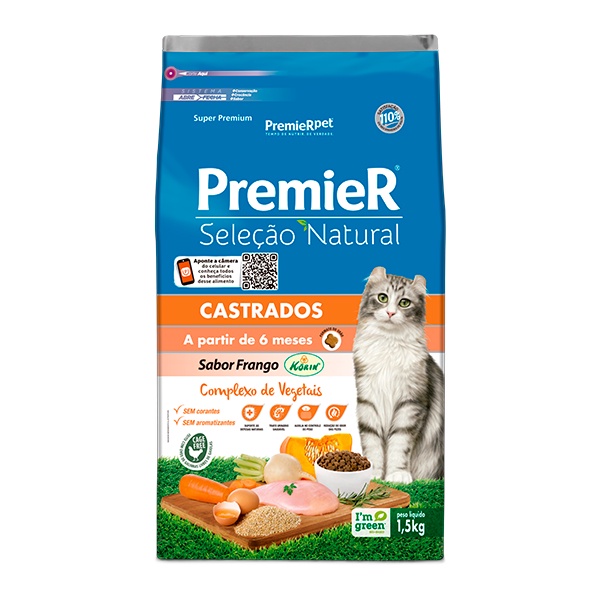 Ração Premier Seleção Natural para Gatos Castrados - 1,5Kg em Oferta na Shopee