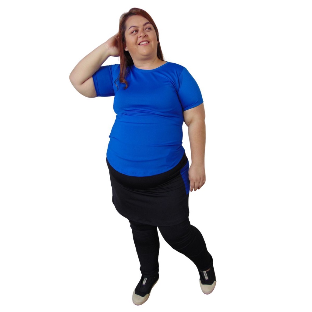 Moda Fitness Evangélica Calça Saia Evasê e Blusa Baby Look Conjunto Feminino Roupa de Academia Malhar Ginástica Esportiva