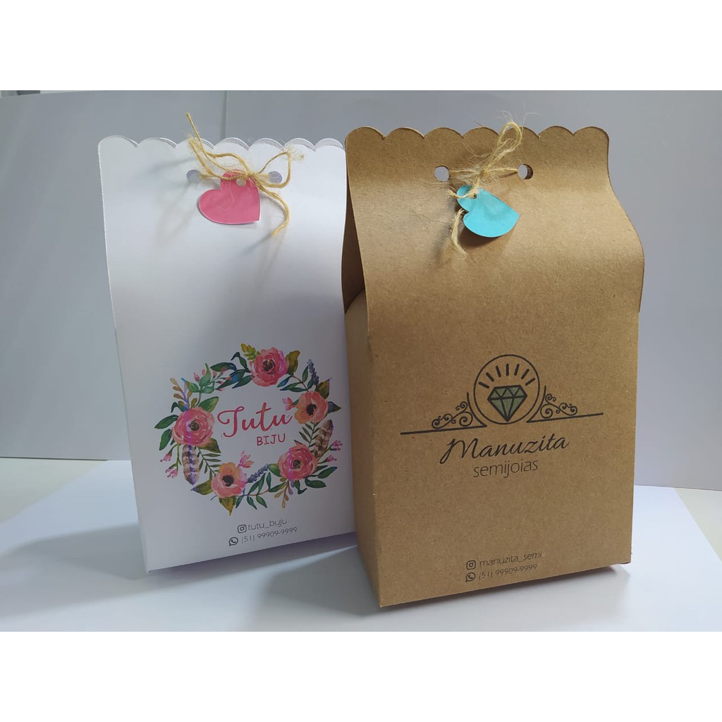 Sacolinha Personalizada Semijoias Bijuterias Caixinha - 50un