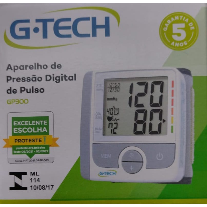 Aparelho de Pressão Digital de Pulso G-Tech GP 400