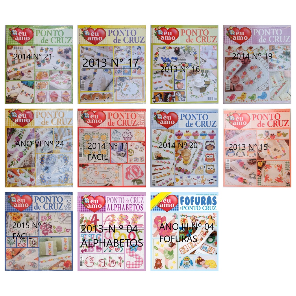 Kit 5 Revistas Eu Amo Ponto Cruz Editora Central Lote 4