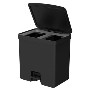 Lixeira de Pedal Trium 20L Duplo Compartilhamento Preto - Ou Martiplast
