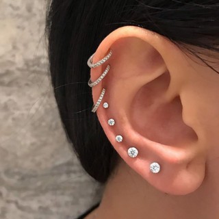 Conjunto De Brincos De Tarraxa Feminino/Combinação Com Strass/8pçs
