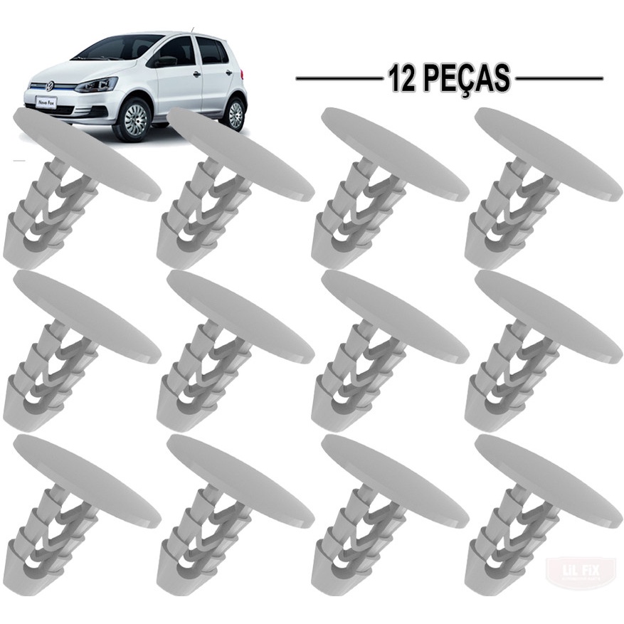 12 Grampo Presilha Trava 9mm Cinza de Forro Forração Teto Volkswagen Fox Gol Parati Saveiro Fiat Ducato Iveco Caminhão