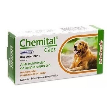 Chemital Vermífugo Para Cães Com 4 Comprimidos - Chemitec