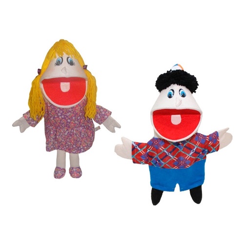 Fantoches de Mão Casal Menino E Menina Com 02 Peças em Oferta na Shopee