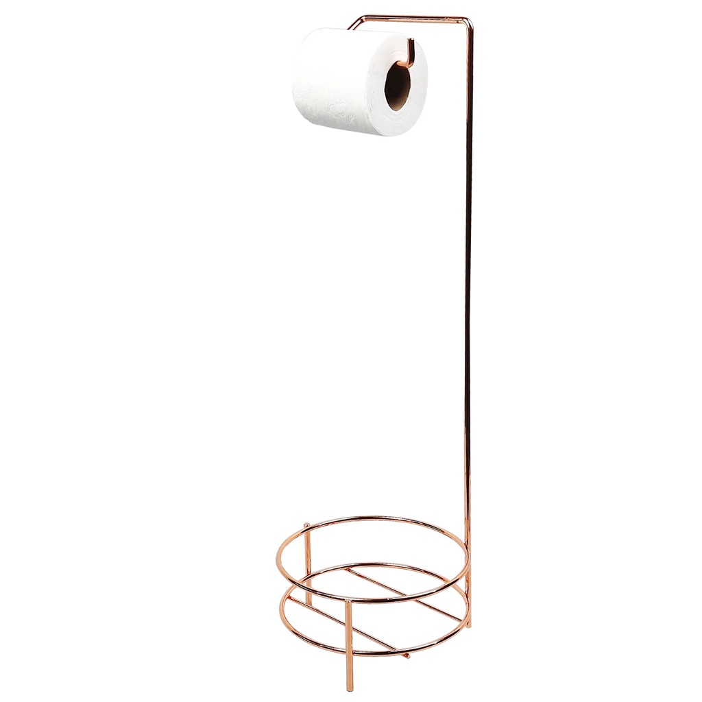 Suporte Porta Papel Higiênico Aramado Para Lixeira de Chão Banheiro Cobre Rose Gold - 3119rg AMZ