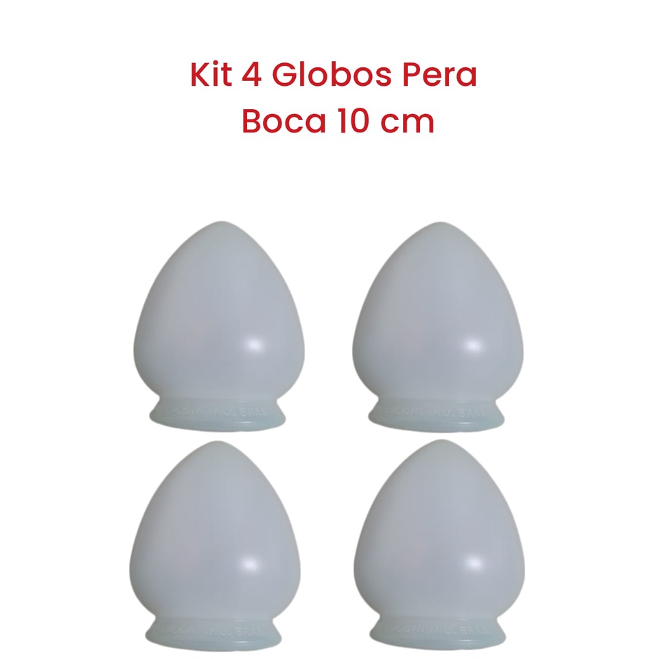 Kit 4 Luminárias Tipo Pera Globo Tipo Pera Boca 10cm Iluminação Pra o Seu Lar