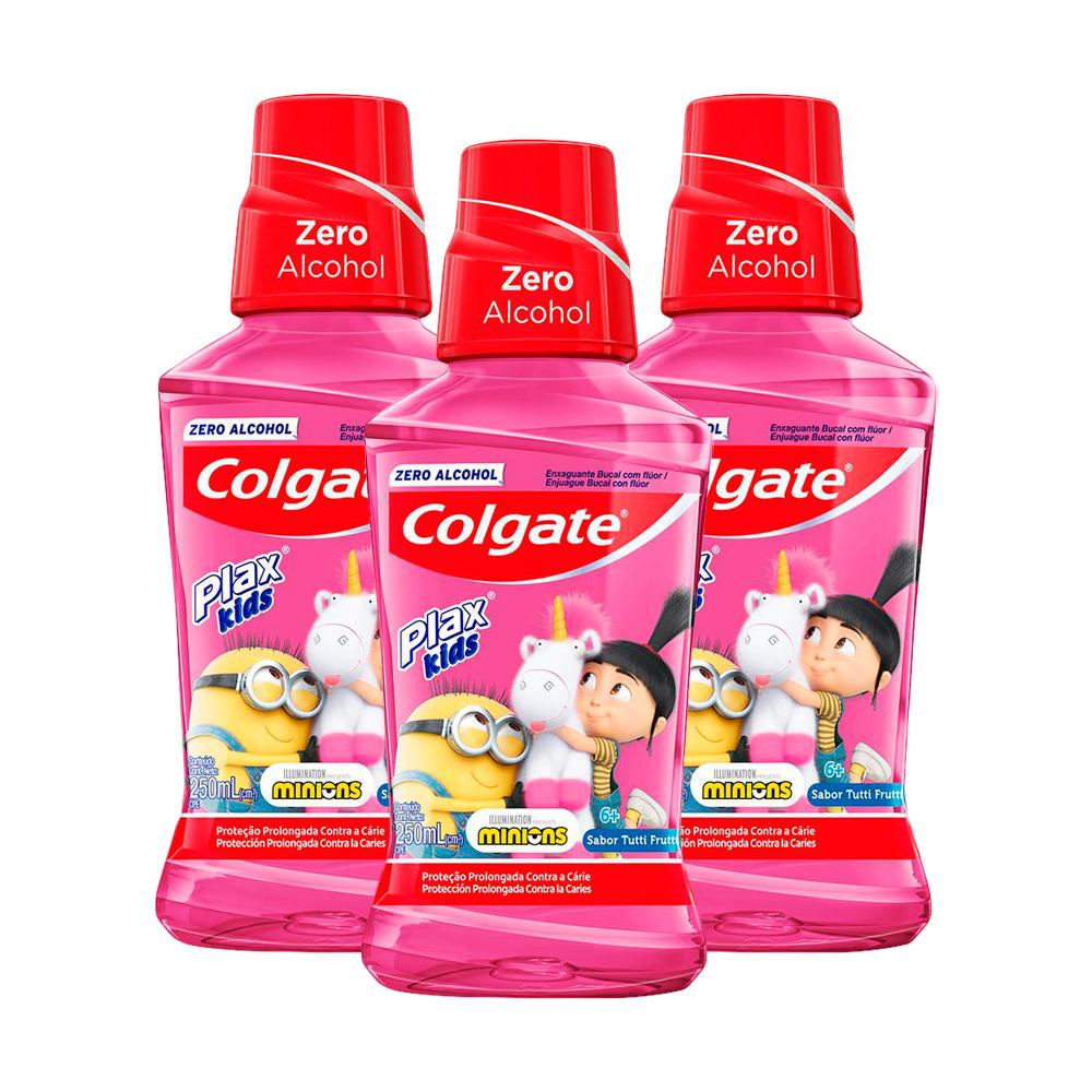 Kit 3 Enxaguante Bucal Colgate Plax Kids 250ml
