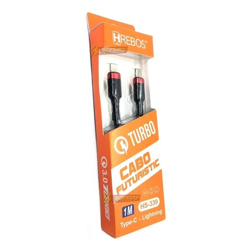Cabo Turbo Reforçado Tipo C Lightning USBC Hrebos Atacado Hs-339