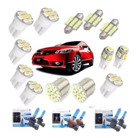 Kit Lampadas Led + Super Branca Honda New Civic Techone