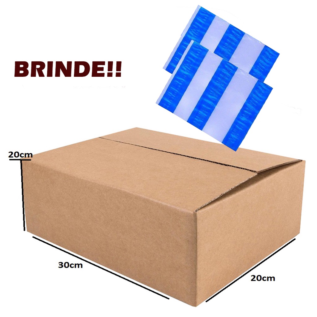 25 Caixas de Papelão 30 X 20 X 20 + Brinde 25 Awb Envelope Canguru Env Correios Sedex Pac E-commerce