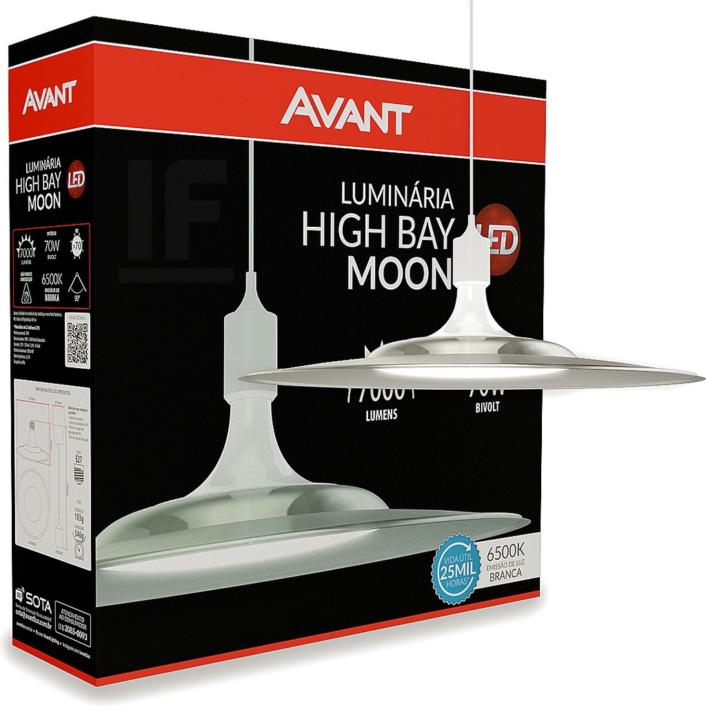 Luminaria Pendente Industrial Para Galpão 70w Avant Shopee Brasil