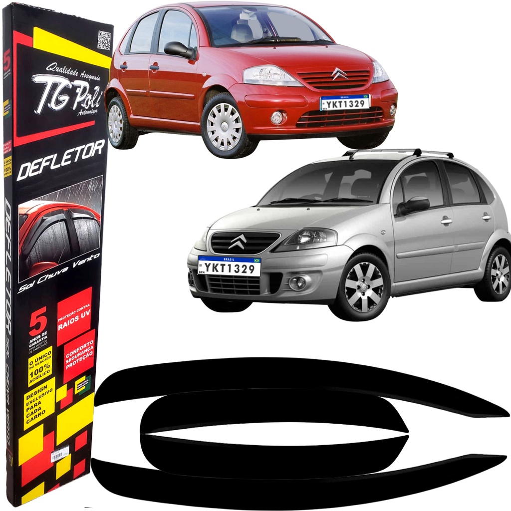 Calha De Chuva Defletor Tg Poli Citroen C3 4 Portas 2003 2004 2005 2006 2007 2008 2009 2010 2011 2012